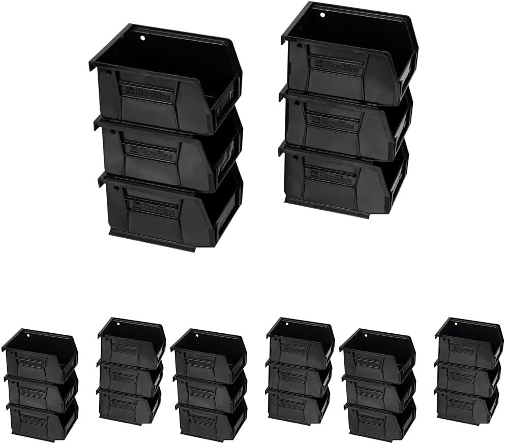 image:imageAkroMils 30210 AkroBins Plastic Storage Bins SpaceSaving Stackable Bins for Garage Pantry Craft Organization 5 x 4 x 3 Clear 6PackBlack
