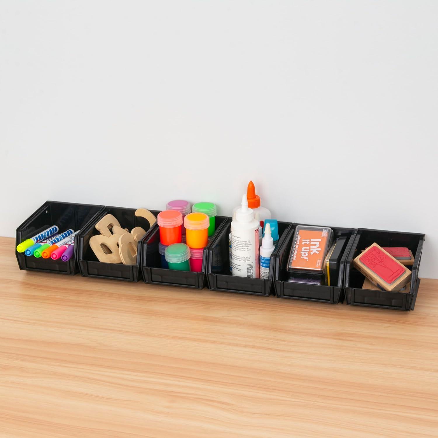 image:imageAkroMils 30210 AkroBins Plastic Storage Bins SpaceSaving Stackable Bins for Garage Pantry Craft Organization 5 x 4 x 3 Clear 6PackBlack