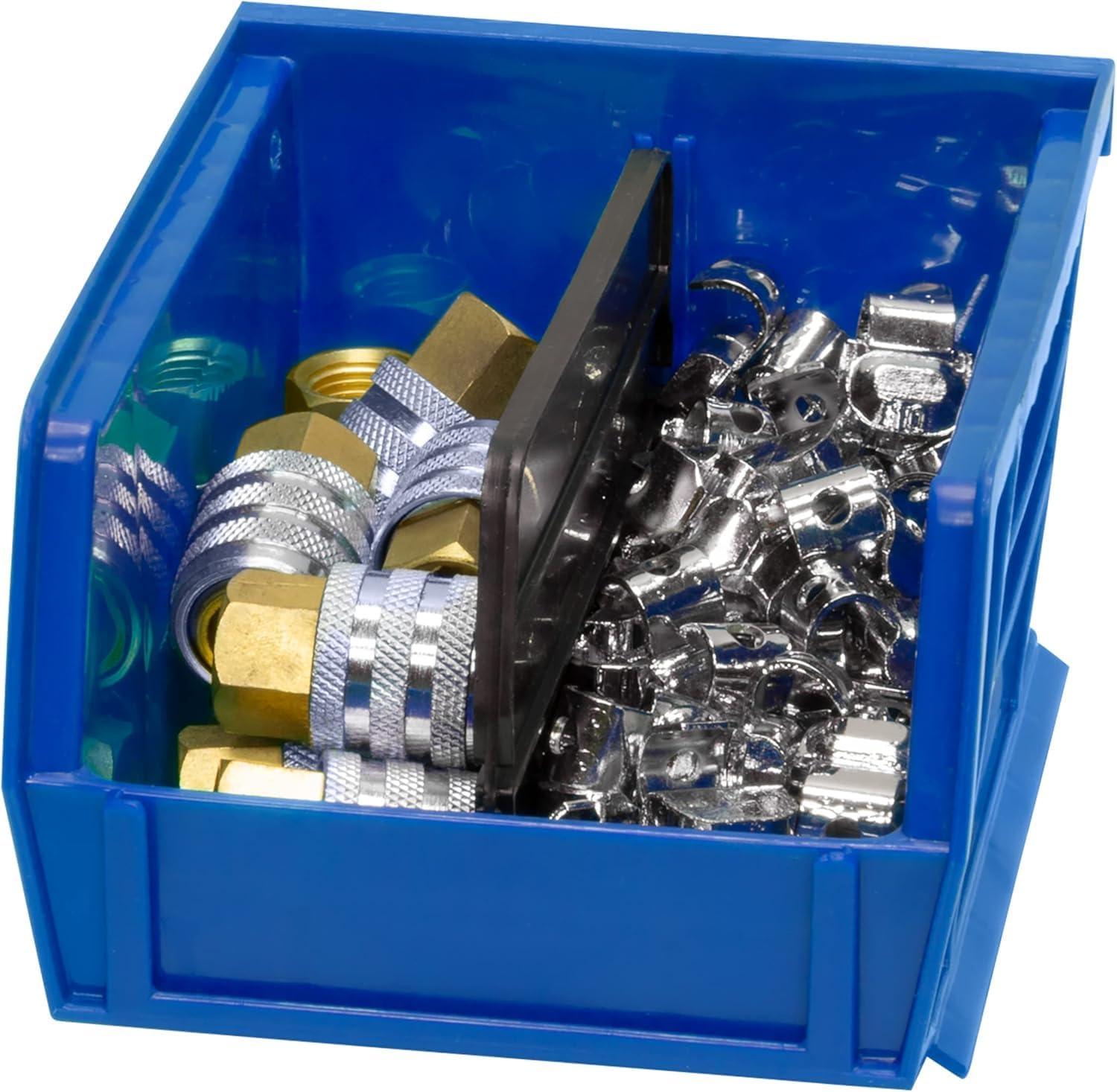 image:imageAkroMils 30210 AkroBins Plastic Storage Bins SpaceSaving Stackable Bins for Garage Pantry Craft Organization 5 x 4 x 3 Clear 6PackBlue