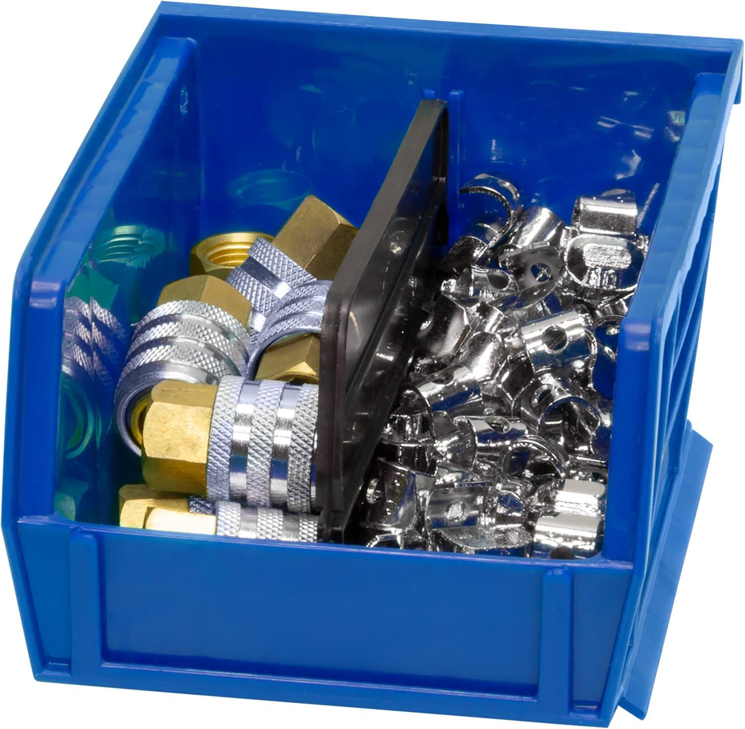 image:imageAkroMils 30210 AkroBins Plastic Storage Bins SpaceSaving Stackable Bins for Garage Pantry Craft Organization 5 x 4 x 3 Clear 6PackBlue