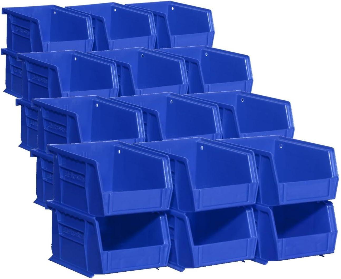 image:imageAkroMils 30210 AkroBins Plastic Storage Bins SpaceSaving Stackable Bins for Garage Pantry Craft Organization 5 x 4 x 3 Clear 6PackBlue