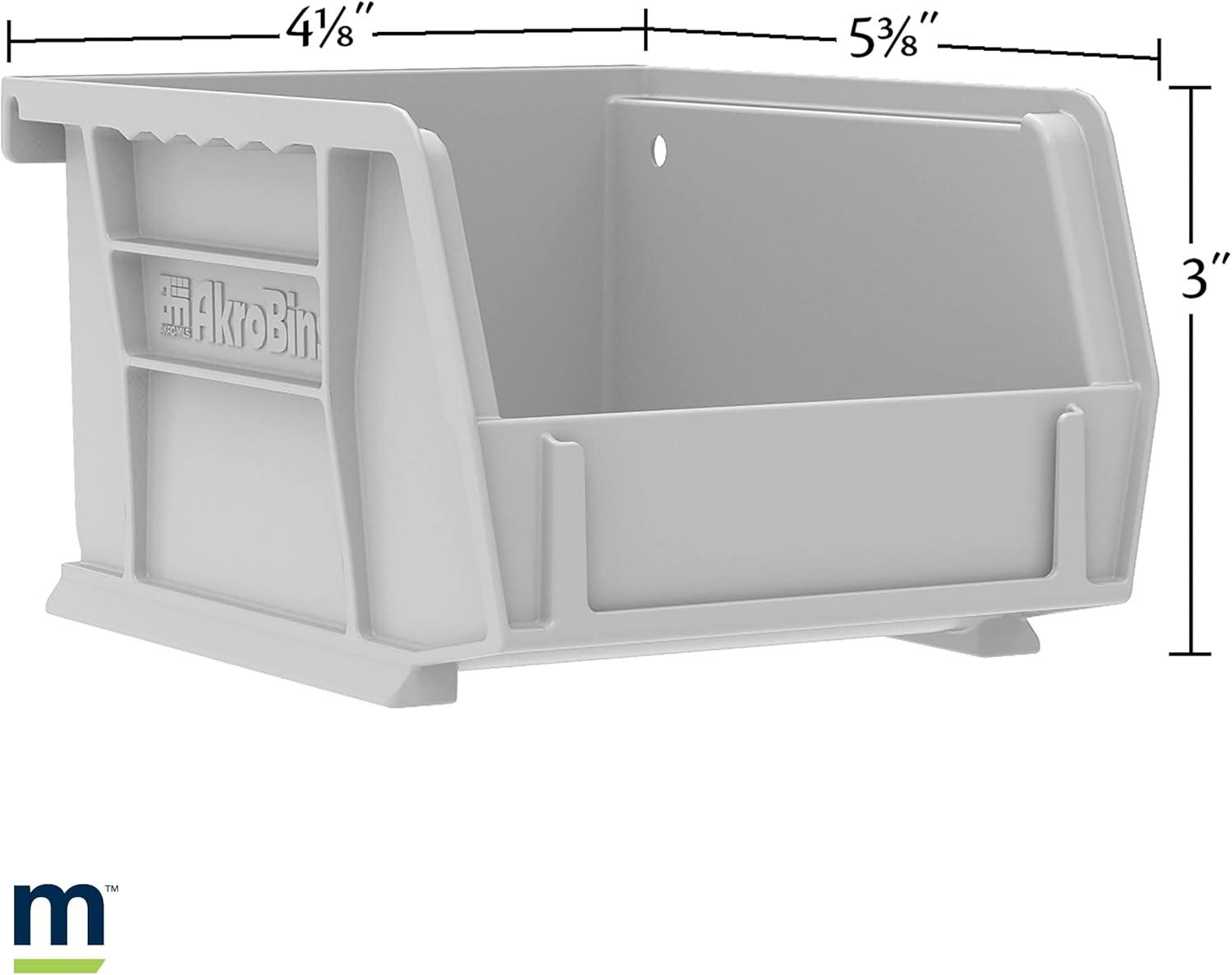 image:imageAkroMils 30210 AkroBins Plastic Storage Bins SpaceSaving Stackable Bins for Garage Pantry Craft Organization 5 x 4 x 3 Clear 6PackBlue