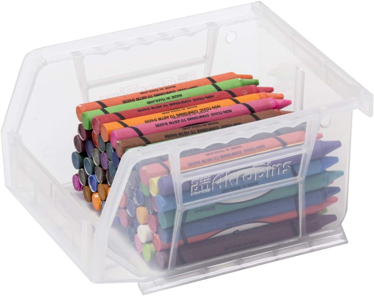 image:imageAkroMils 30210 AkroBins Plastic Storage Bins SpaceSaving Stackable Bins for Garage Pantry Craft Organization 5 x 4 x 3 Clear 6PackClear