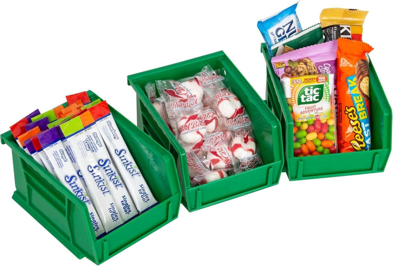 image:imageAkroMils 30210 AkroBins Plastic Storage Bins SpaceSaving Stackable Bins for Garage Pantry Craft Organization 5 x 4 x 3 Clear 6PackGreen