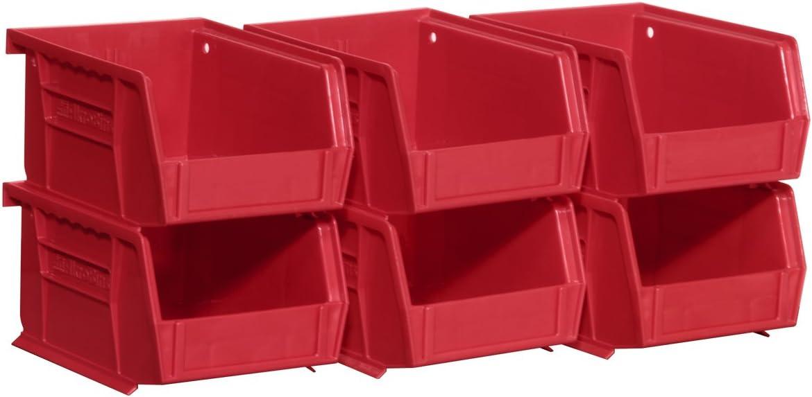 image:imageAkroMils 30210 AkroBins Plastic Storage Bins SpaceSaving Stackable Bins for Garage Pantry Craft Organization 5 x 4 x 3 Clear 6PackRed