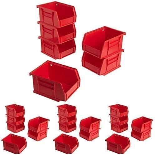 image:imageAkroMils 30210 AkroBins Plastic Storage Bins SpaceSaving Stackable Bins for Garage Pantry Craft Organization 5 x 4 x 3 Clear 6PackRed