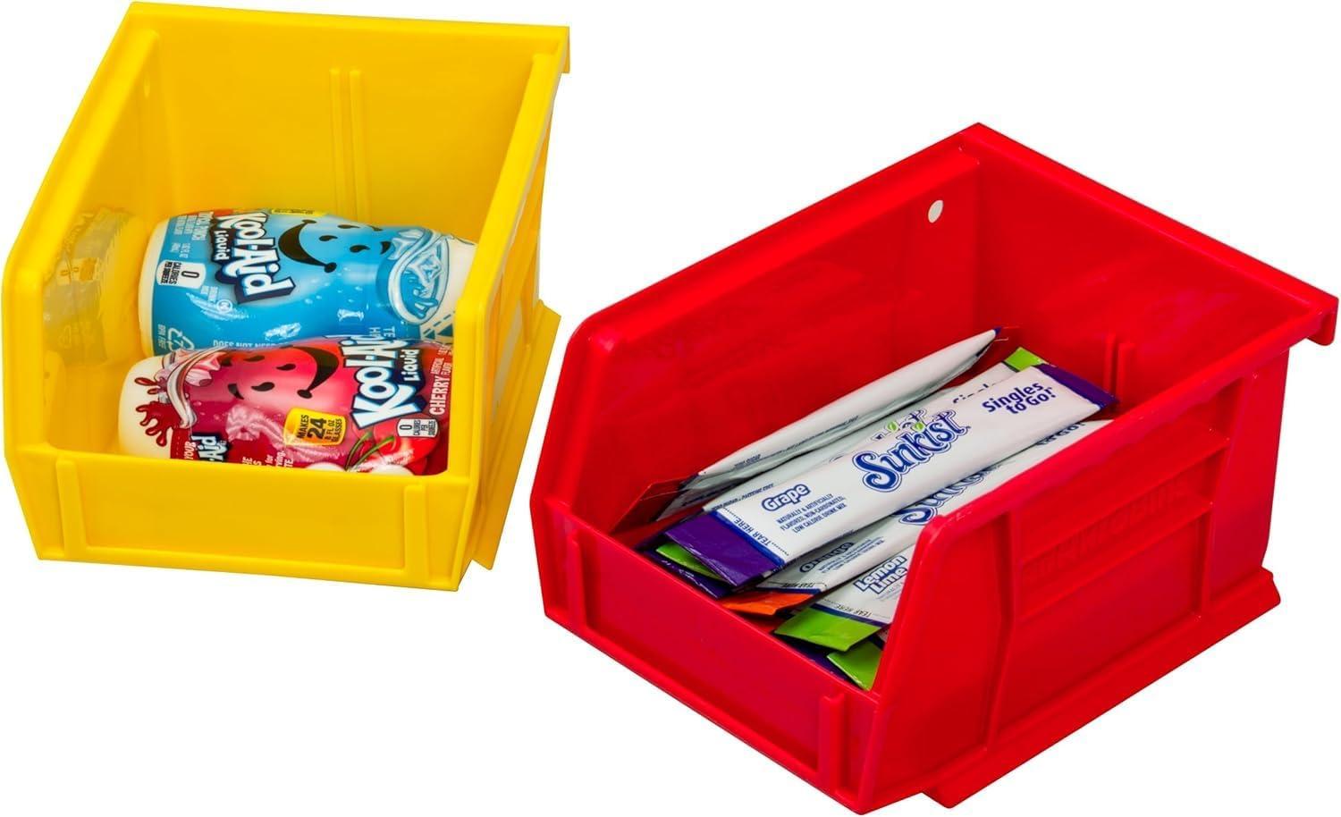 image:imageAkroMils 30210 AkroBins Plastic Storage Bins SpaceSaving Stackable Bins for Garage Pantry Craft Organization 5 x 4 x 3 Clear 6PackYellow
