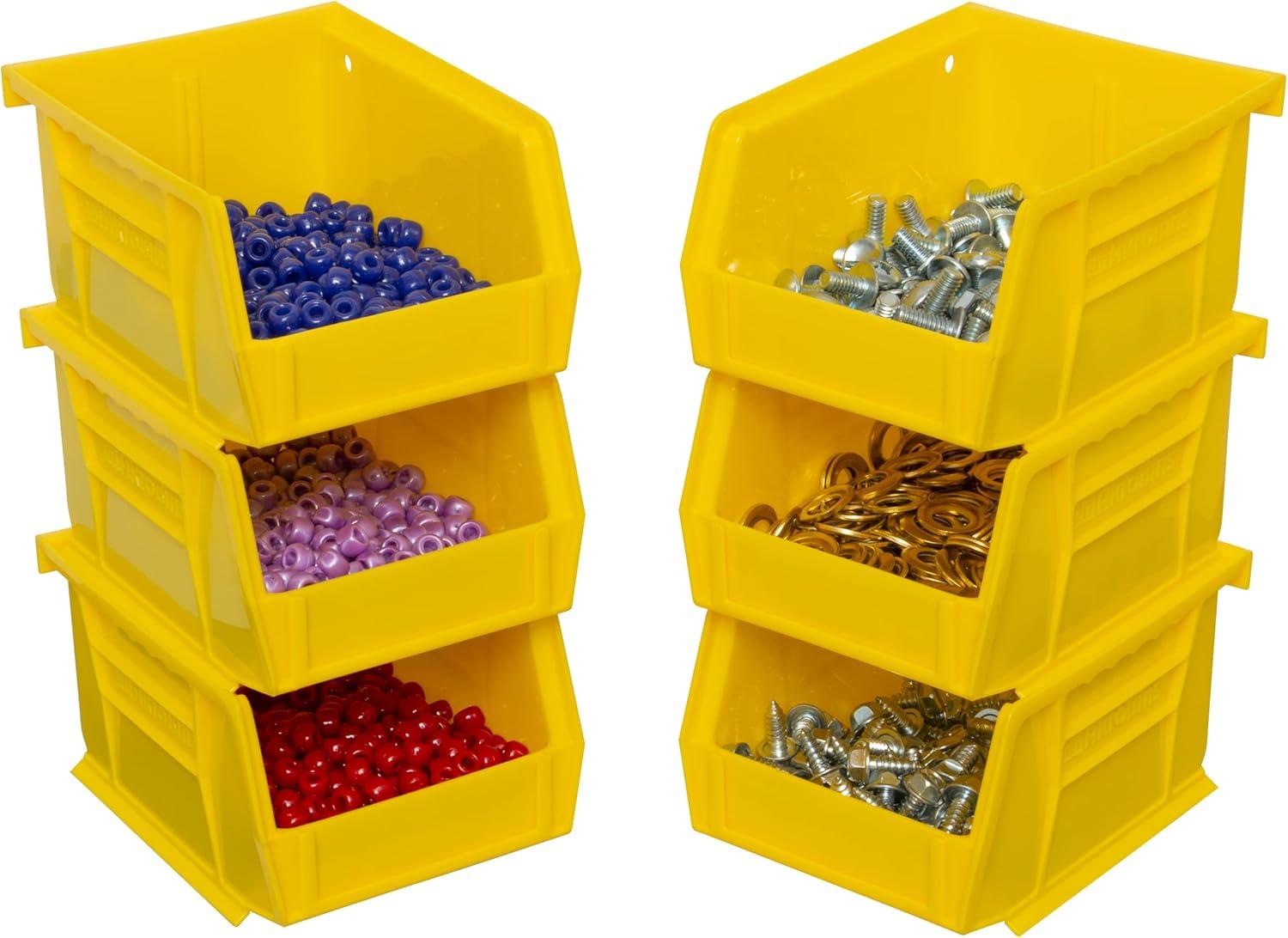 image:imageAkroMils 30210 AkroBins Plastic Storage Bins SpaceSaving Stackable Bins for Garage Pantry Craft Organization 5 x 4 x 3 Clear 6PackYellow