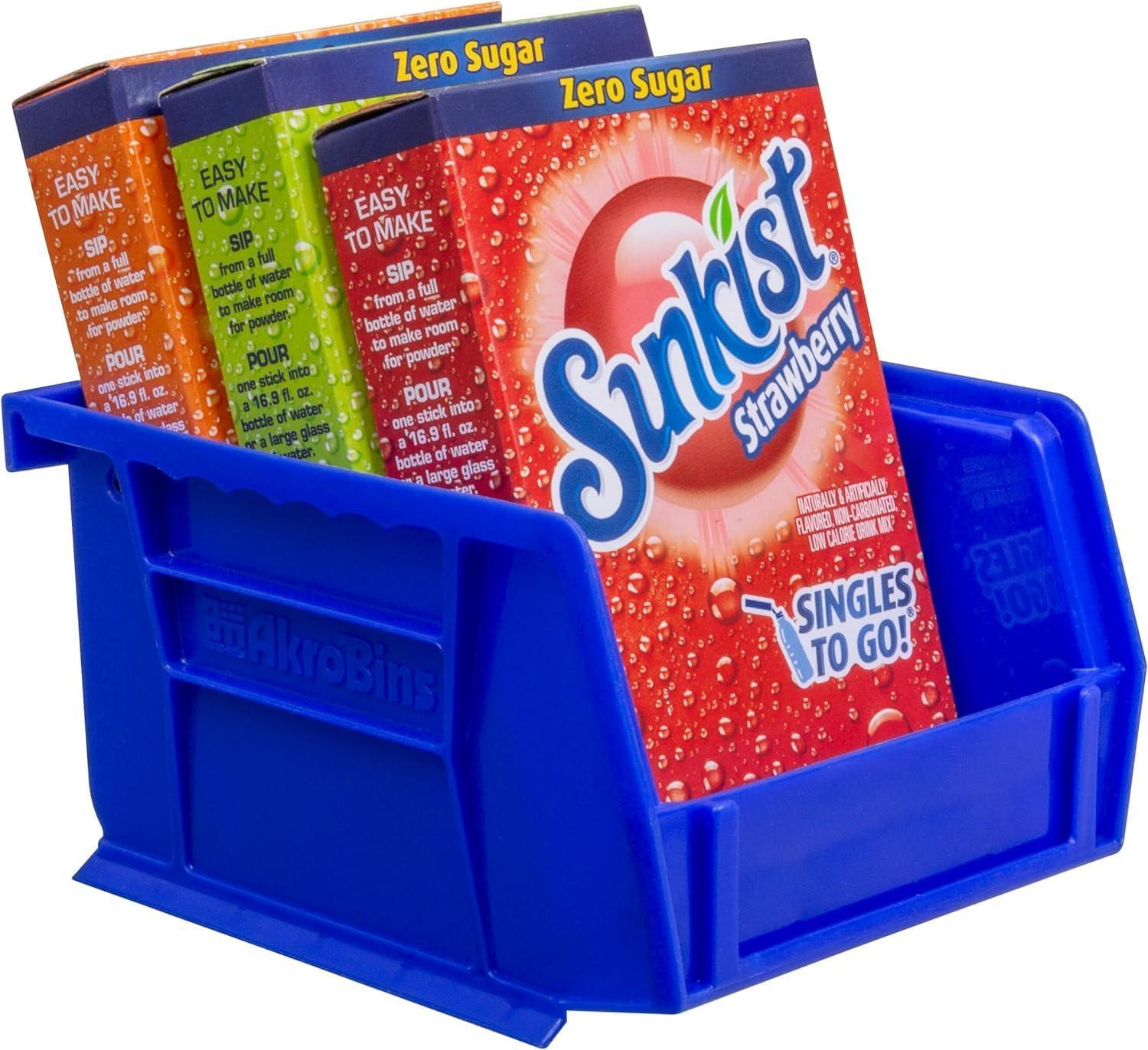 image:imageAkroMils 30210 AkroBins Plastic Storage Bins SpaceSaving Stackable Bins for Garage Pantry Craft Organization 5 x 4 x 3 Yellow 24PackBlue