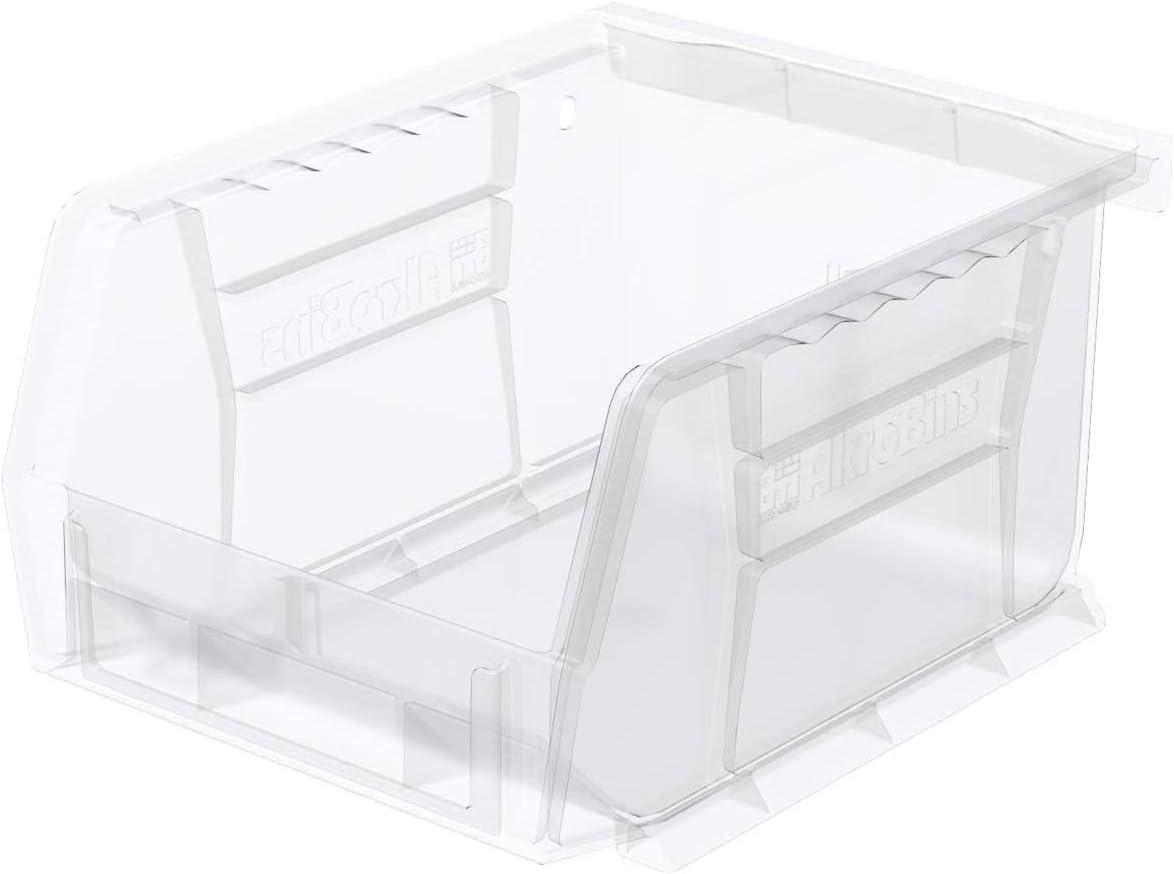 image:imageAkroMils 30210 AkroBins Plastic Storage Bins SpaceSaving Stackable Bins for Garage Pantry Craft Organization 5 x 4 x 3 Yellow 24PackClear