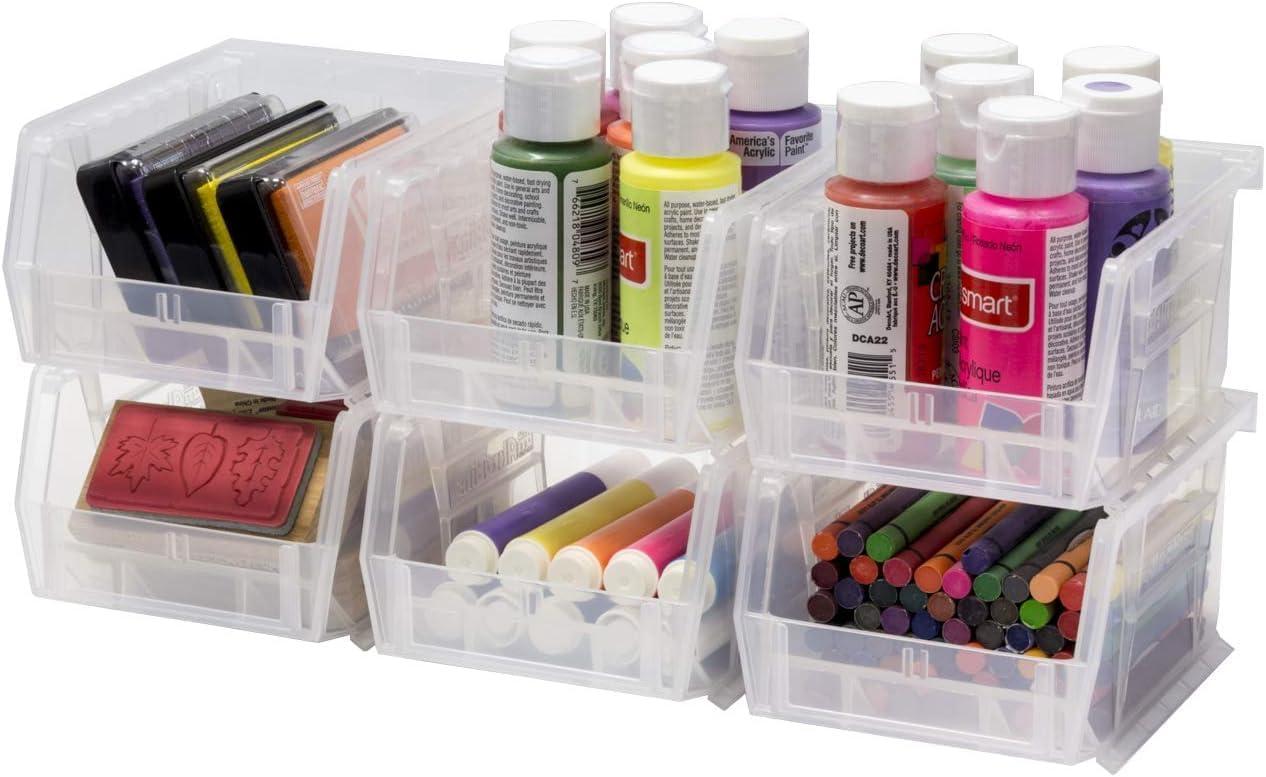 image:imageAkroMils 30210 AkroBins Plastic Storage Bins SpaceSaving Stackable Bins for Garage Pantry Craft Organization 5 x 4 x 3 Yellow 24PackClear