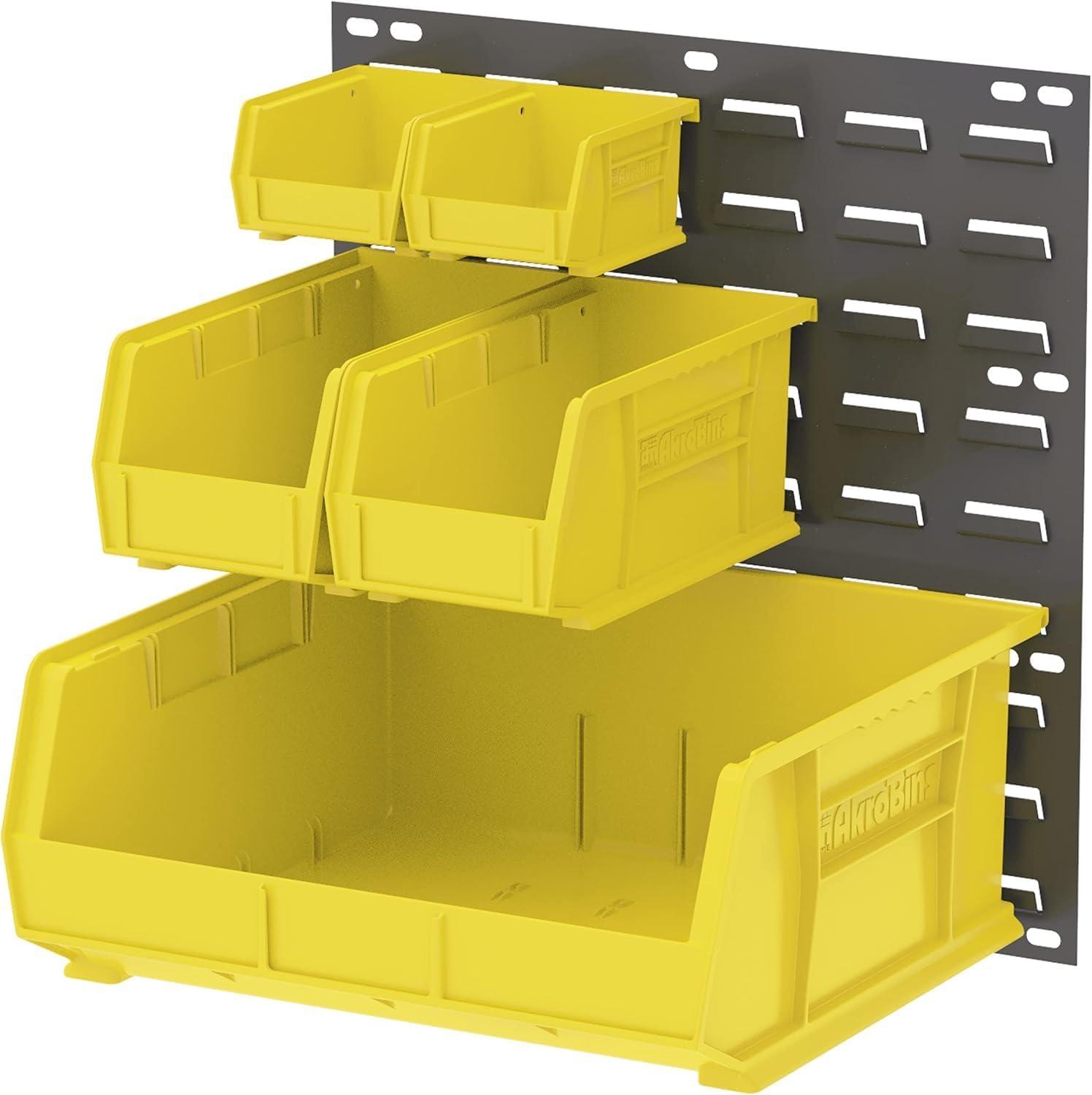 image:imageAkroMils 30210 AkroBins Plastic Storage Bins SpaceSaving Stackable Bins for Garage Pantry Craft Organization 5 x 4 x 3 Yellow 24PackYellow