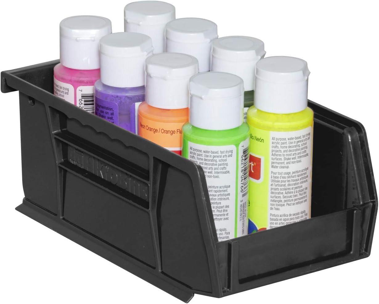 image:imageAkroMils 30220 AkroBins Plastic Storage Bins SpaceSaving Stackable Bins for Garage Pantry Craft Organization 7 x 4 x 3 Blue 24PackBlack