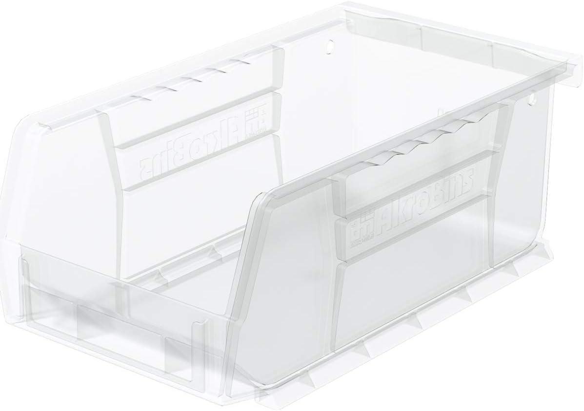 image:imageAkroMils 30220 AkroBins Plastic Storage Bins SpaceSaving Stackable Bins for Garage Pantry Craft Organization 7 x 4 x 3 Blue 24PackClear
