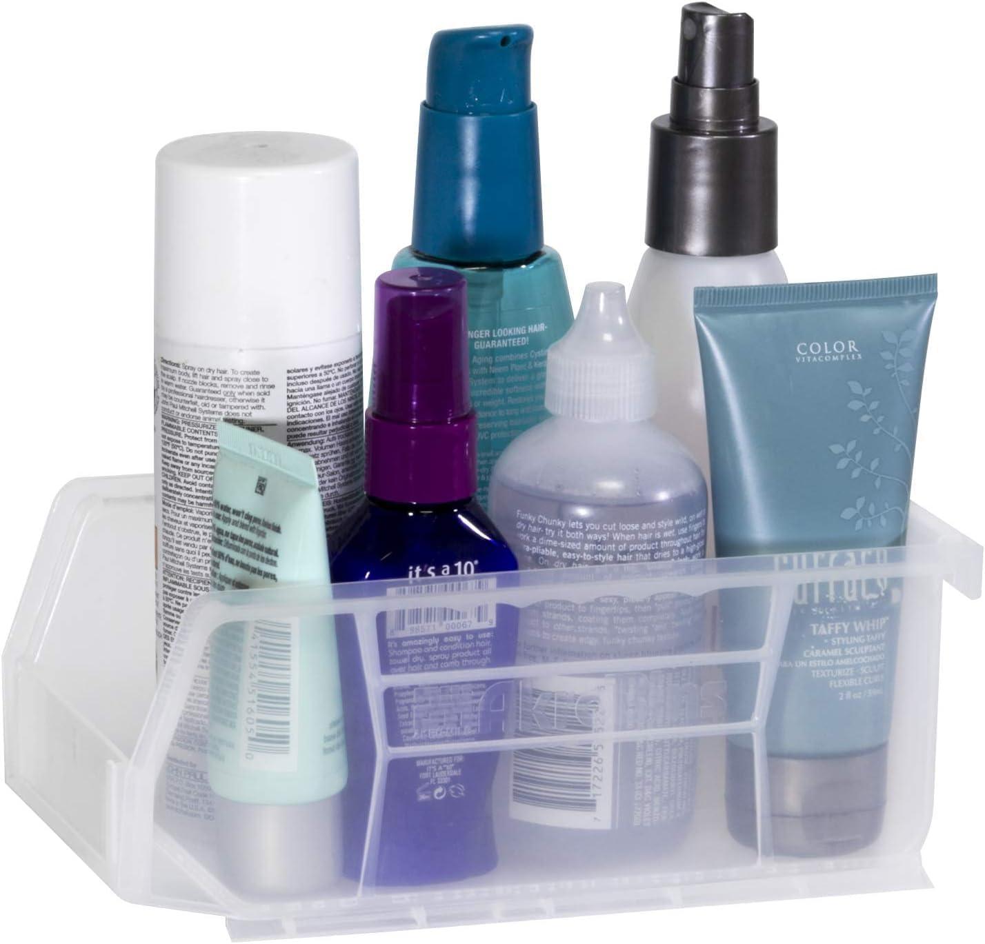 image:imageAkroMils 30220 AkroBins Plastic Storage Bins SpaceSaving Stackable Bins for Garage Pantry Craft Organization 7 x 4 x 3 Blue 24PackClear