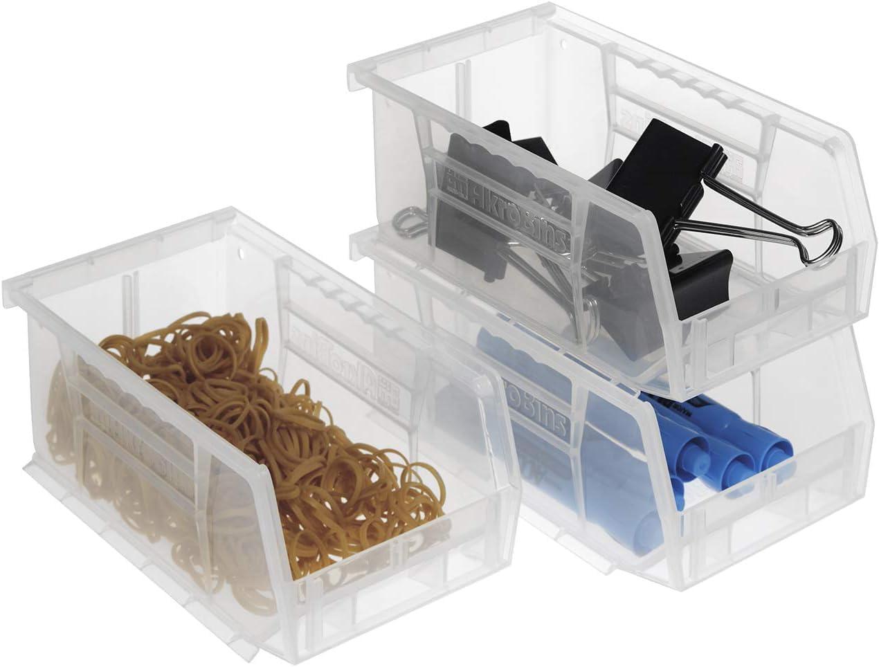 image:imageAkroMils 30220 AkroBins Plastic Storage Bins SpaceSaving Stackable Bins for Garage Pantry Craft Organization 7 x 4 x 3 Blue 24PackClear