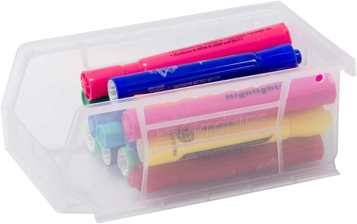 image:imageAkroMils 30220 AkroBins Plastic Storage Bins SpaceSaving Stackable Bins for Garage Pantry Craft Organization 7 x 4 x 3 Blue 24PackClear