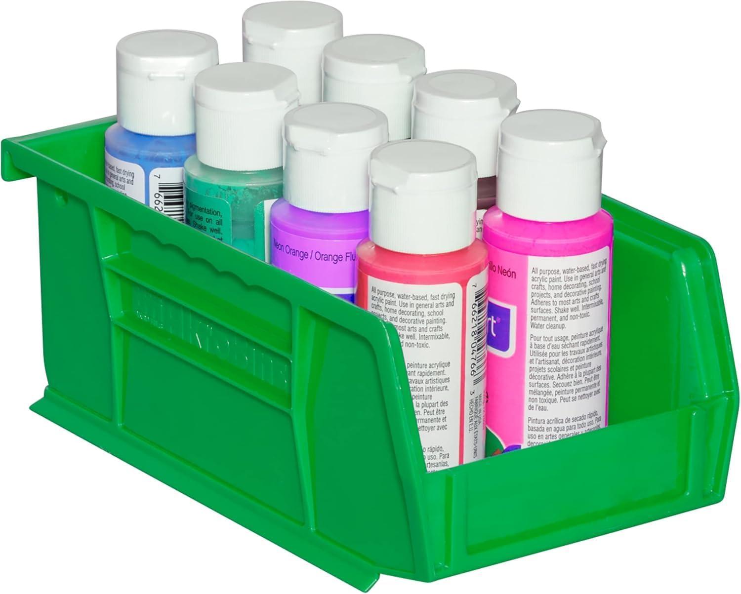 image:imageAkroMils 30220 AkroBins Plastic Storage Bins SpaceSaving Stackable Bins for Garage Pantry Craft Organization 7 x 4 x 3 Blue 24PackGreen