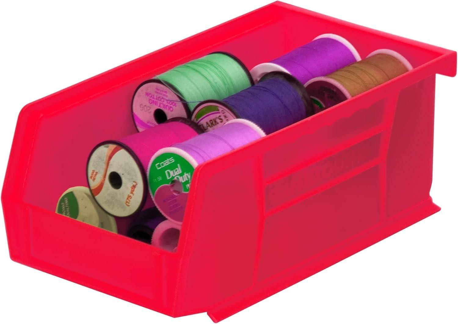 image:imageAkroMils 30220 AkroBins Plastic Storage Bins SpaceSaving Stackable Bins for Garage Pantry Craft Organization 7 x 4 x 3 Blue 24PackRed