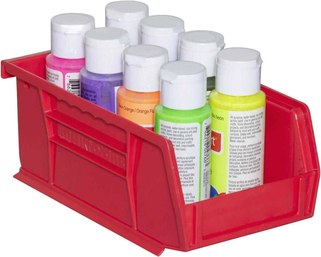 image:imageAkroMils 30220 AkroBins Plastic Storage Bins SpaceSaving Stackable Bins for Garage Pantry Craft Organization 7 x 4 x 3 Blue 24PackRed
