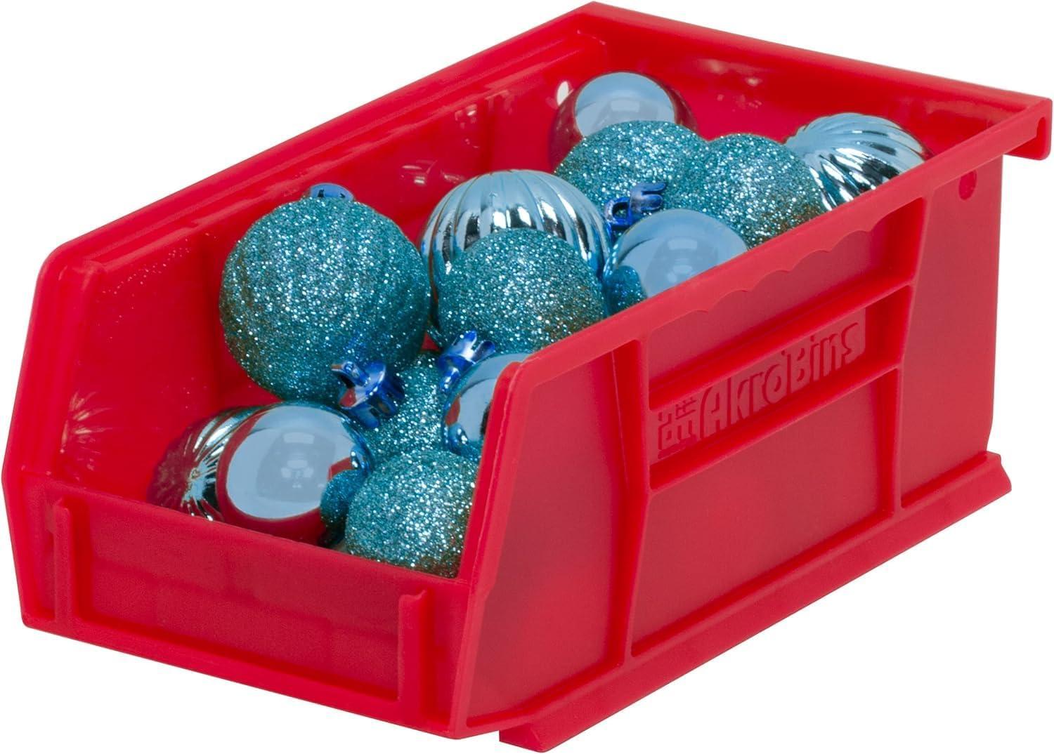 image:imageAkroMils 30220 AkroBins Plastic Storage Bins SpaceSaving Stackable Bins for Garage Pantry Craft Organization 7 x 4 x 3 Blue 24PackRed