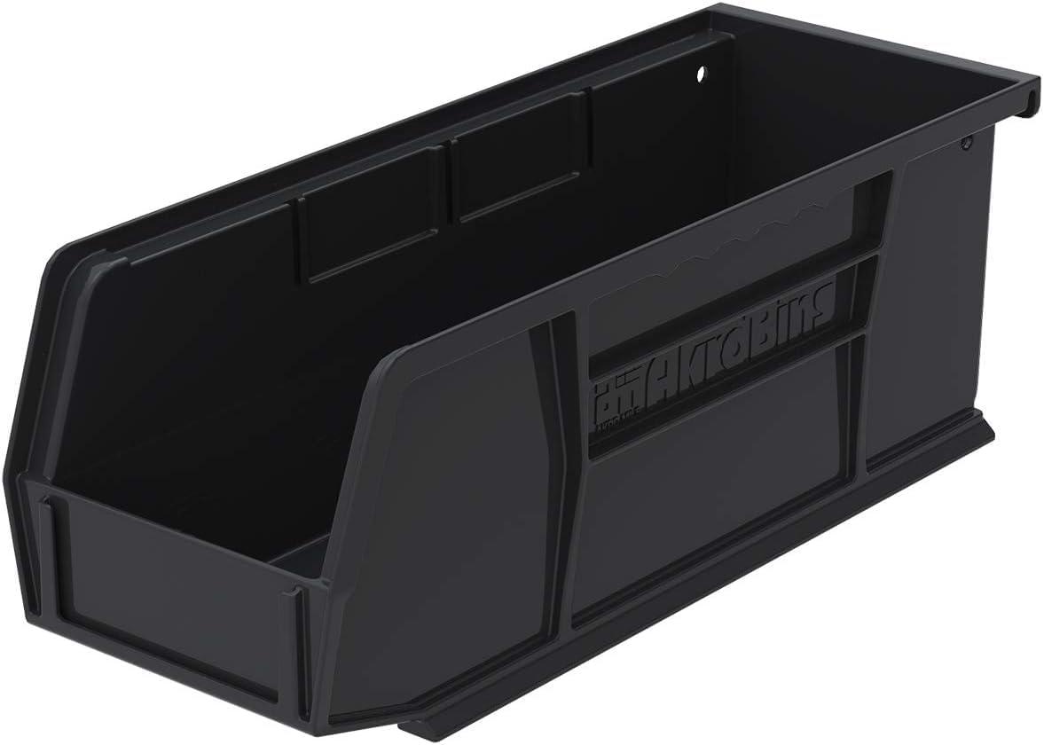image:imageAkroMils 30224 AkroBins Plastic Storage Bins SpaceSaving Stackable Bins for Garage Pantry Craft Organization 11 L x 4 W x 4 H Blue 12PackBlack