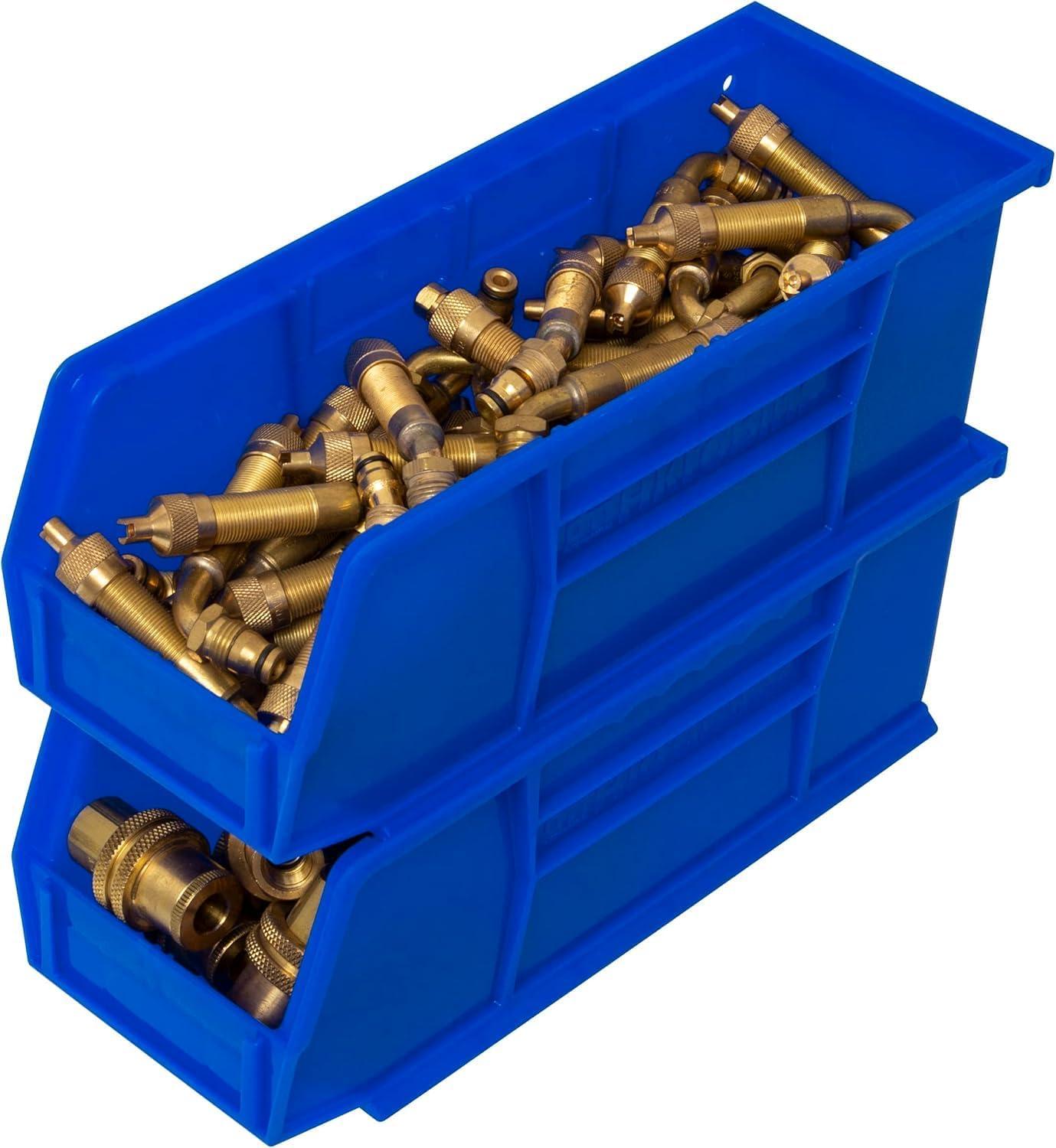 image:imageAkroMils 30224 AkroBins Plastic Storage Bins SpaceSaving Stackable Bins for Garage Pantry Craft Organization 11 L x 4 W x 4 H Blue 12PackBlue