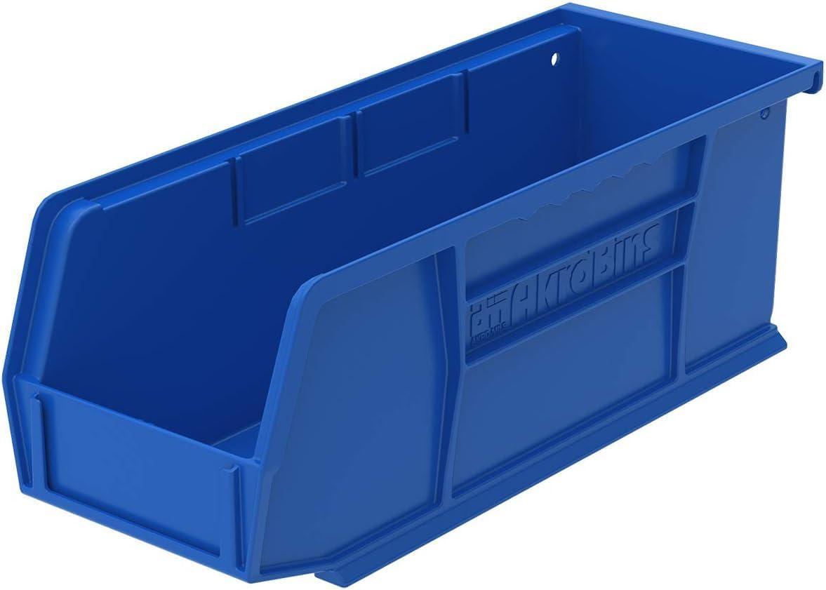 image:imageAkroMils 30224 AkroBins Plastic Storage Bins SpaceSaving Stackable Bins for Garage Pantry Craft Organization 11 L x 4 W x 4 H Blue 12PackBlue