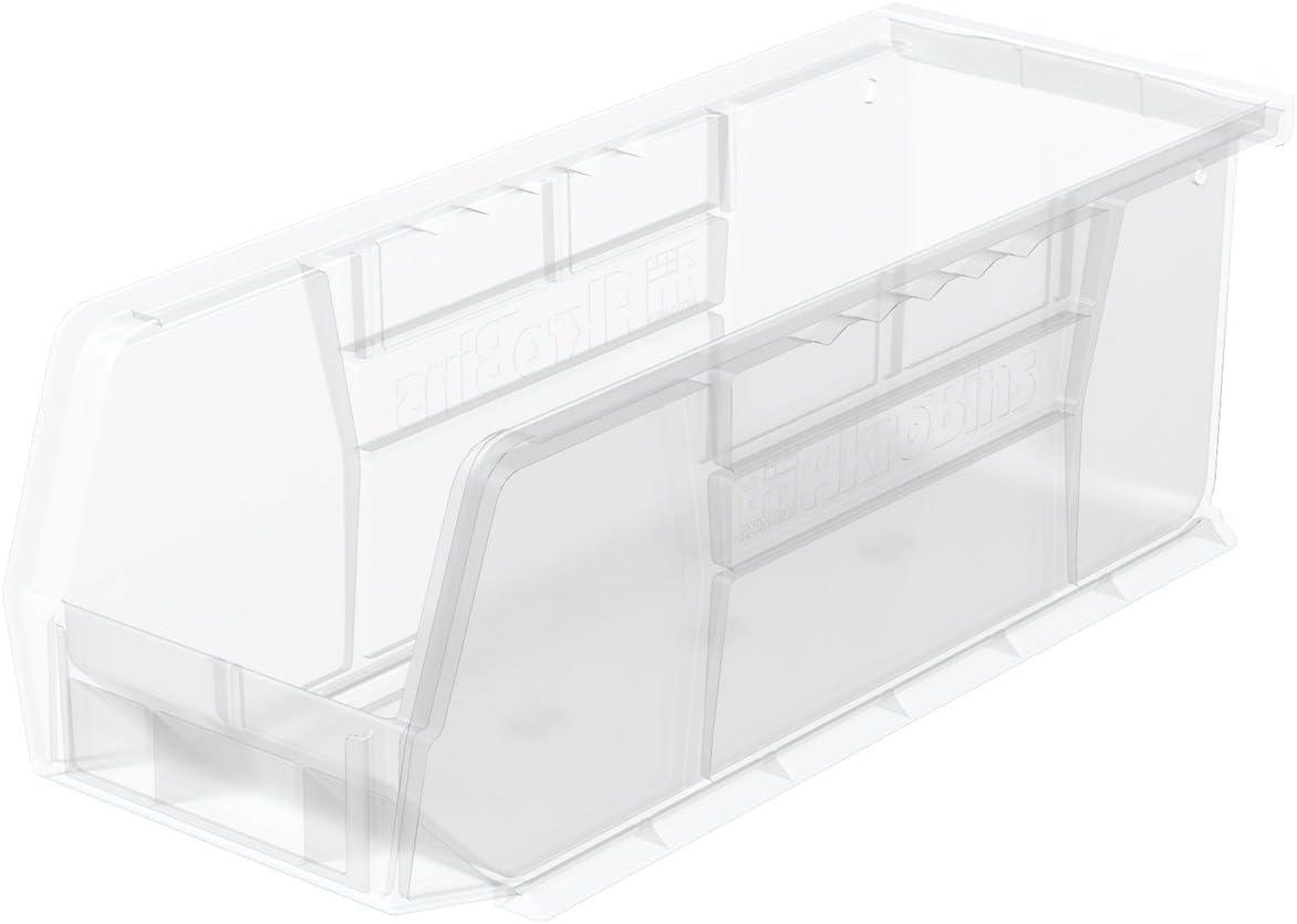 image:imageAkroMils 30224 AkroBins Plastic Storage Bins SpaceSaving Stackable Bins for Garage Pantry Craft Organization 11 L x 4 W x 4 H Blue 12PackClear
