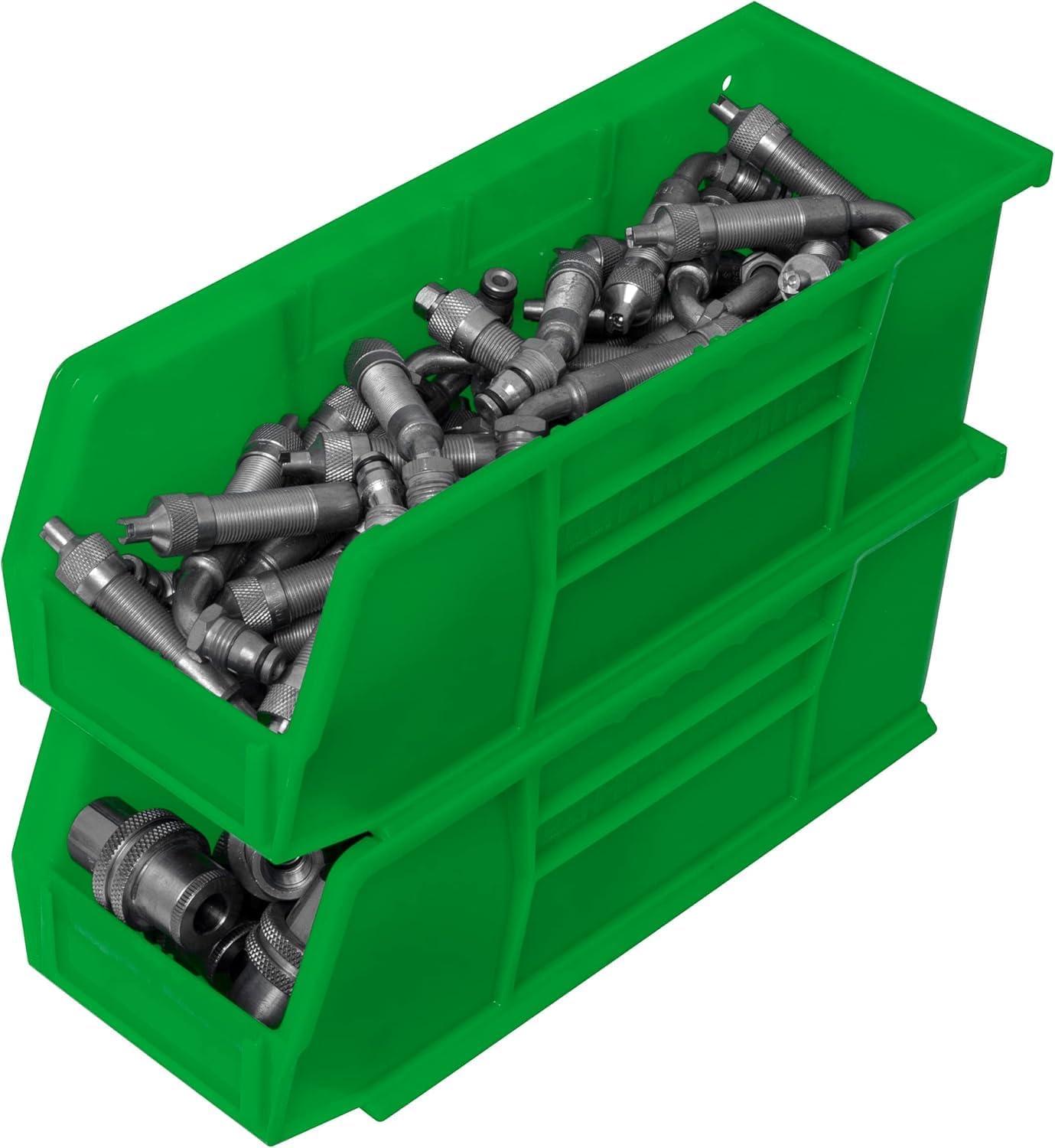image:imageAkroMils 30224 AkroBins Plastic Storage Bins SpaceSaving Stackable Bins for Garage Pantry Craft Organization 11 L x 4 W x 4 H Blue 12PackGreen