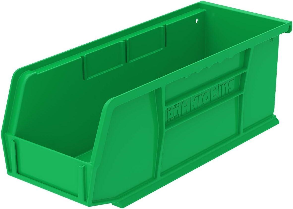 image:imageAkroMils 30224 AkroBins Plastic Storage Bins SpaceSaving Stackable Bins for Garage Pantry Craft Organization 11 L x 4 W x 4 H Blue 12PackGreen