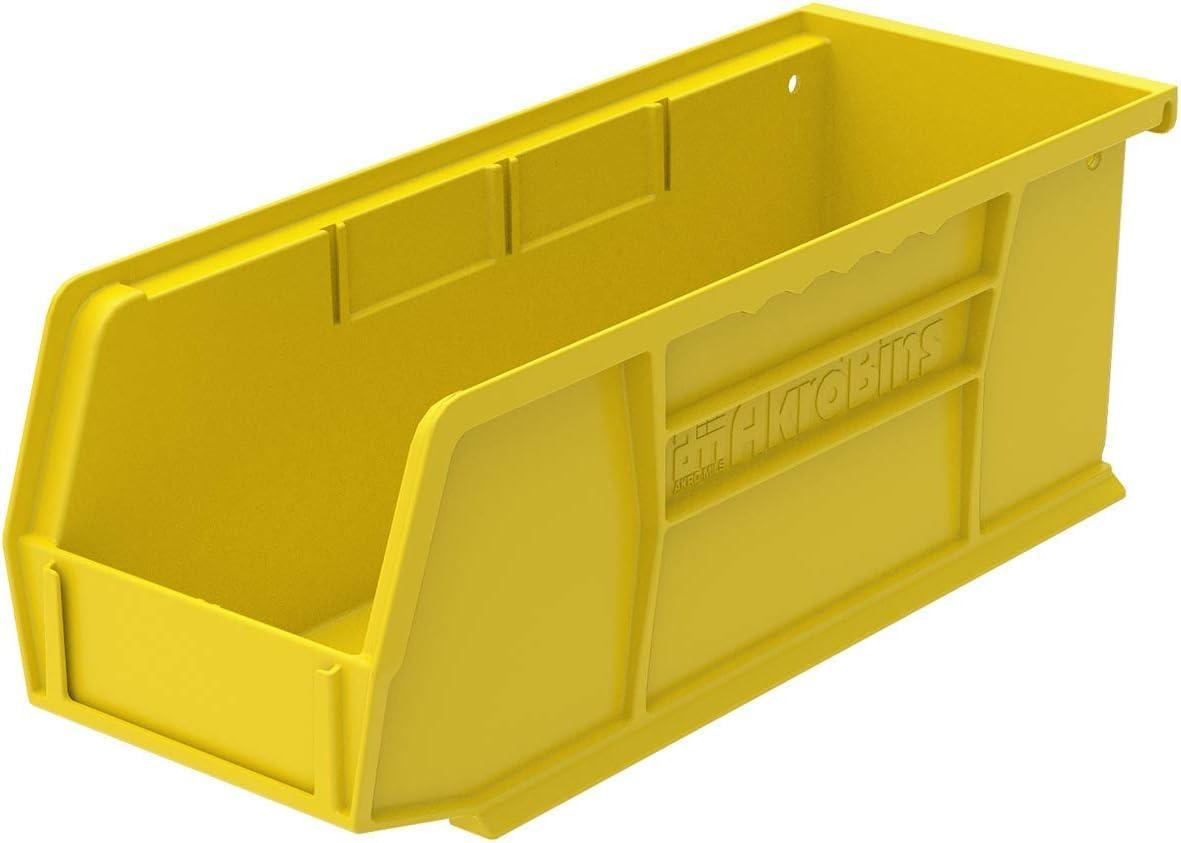 image:imageAkroMils 30224 AkroBins Plastic Storage Bins SpaceSaving Stackable Bins for Garage Pantry Craft Organization 11 L x 4 W x 4 H Blue 12PackYellow