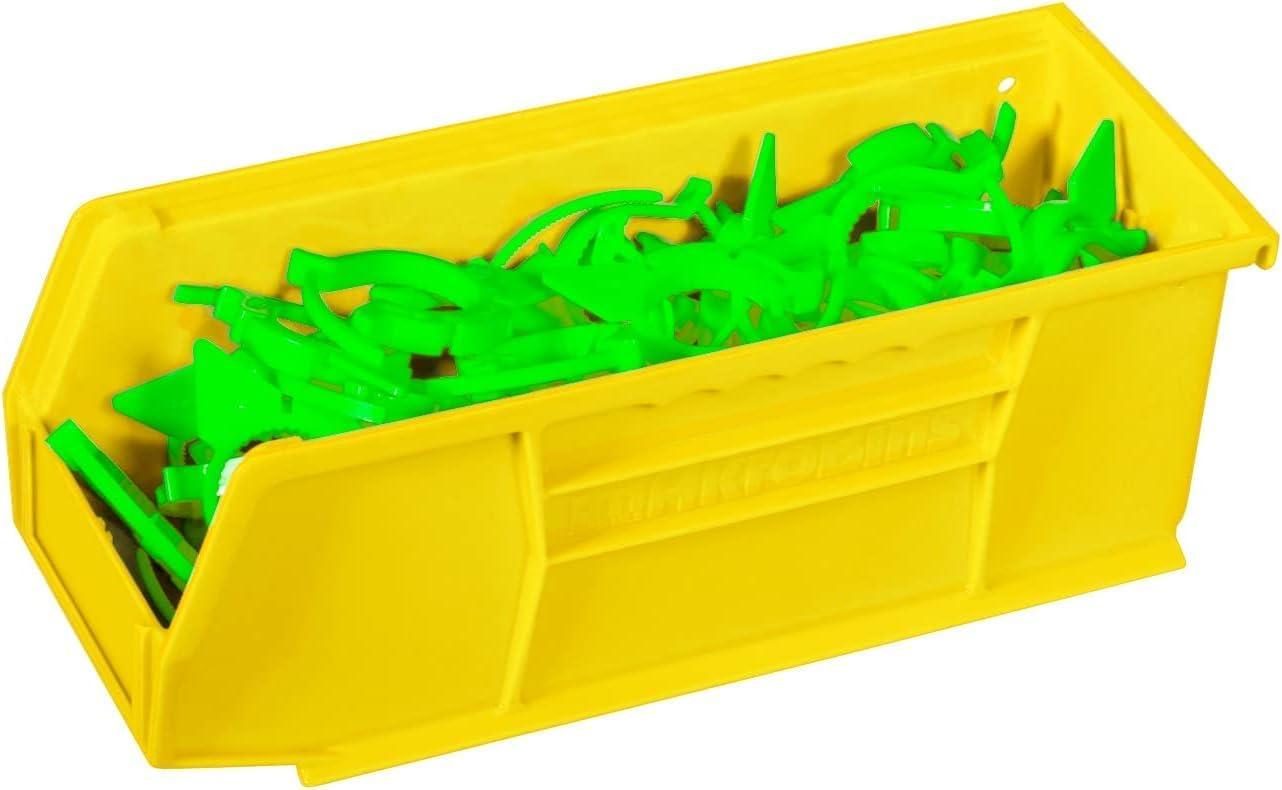 image:imageAkroMils 30224 AkroBins Plastic Storage Bins SpaceSaving Stackable Bins for Garage Pantry Craft Organization 11 L x 4 W x 4 H Blue 12PackYellow