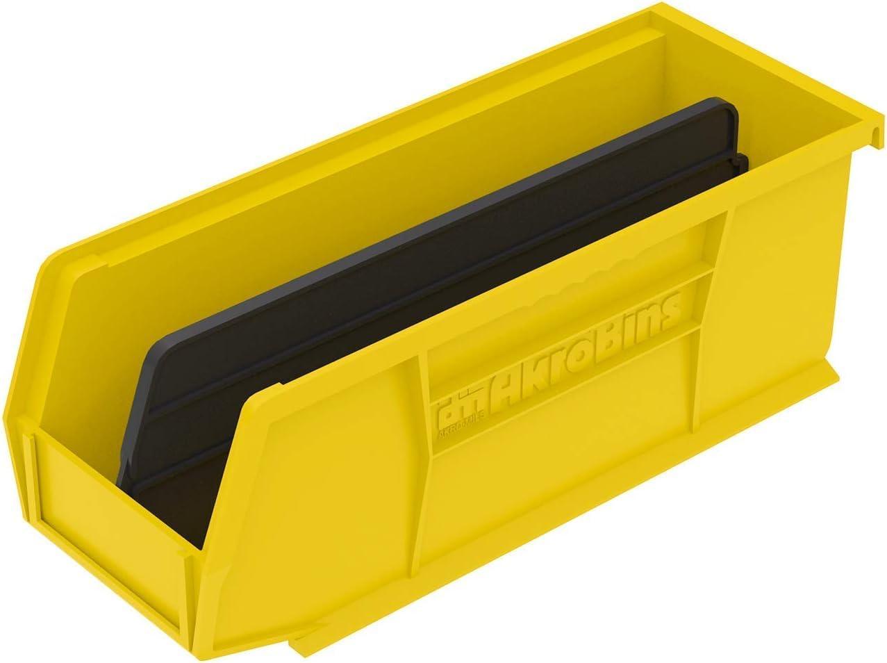 image:imageAkroMils 30224 AkroBins Plastic Storage Bins SpaceSaving Stackable Bins for Garage Pantry Craft Organization 11 L x 4 W x 4 H Blue 12PackYellow