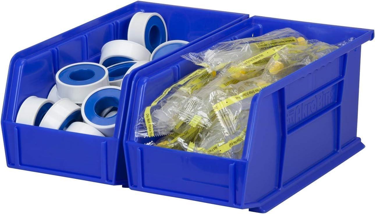 image:imageAkroMils 30230 AkroBins Plastic Storage Bins SpaceSaving Stackable Bins for Garage Pantry Craft Organization 105 L x 55 W x 5H Blue 12PackBlue