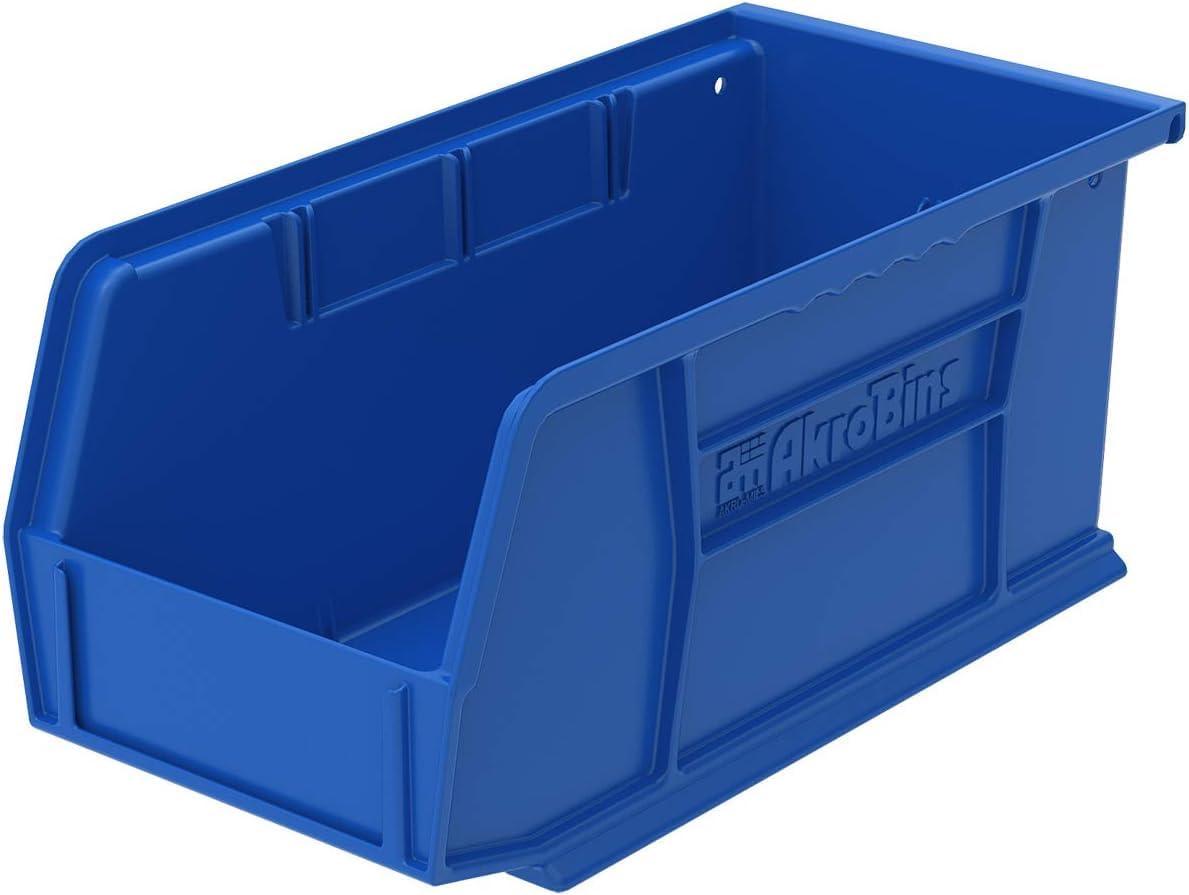 image:imageAkroMils 30230 AkroBins Plastic Storage Bins SpaceSaving Stackable Bins for Garage Pantry Craft Organization 105 L x 55 W x 5H Blue 12PackBlue