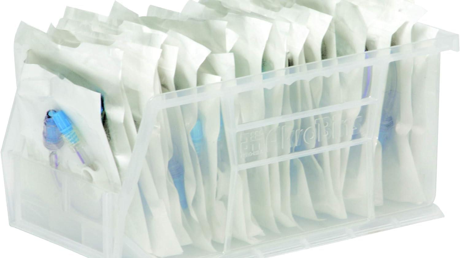 image:imageAkroMils 30230 AkroBins Plastic Storage Bins SpaceSaving Stackable Bins for Garage Pantry Craft Organization 105 L x 55 W x 5H Blue 12PackClear