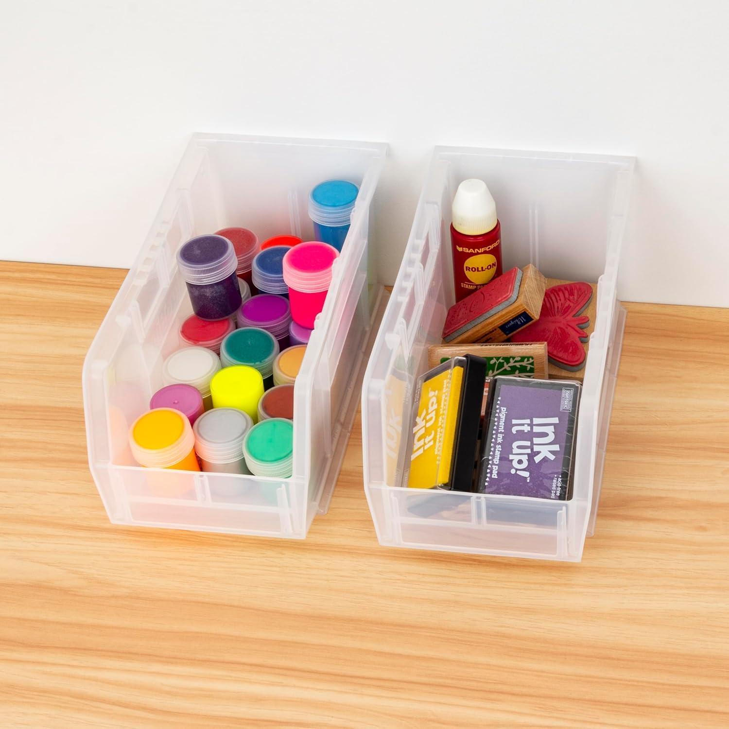image:imageAkroMils 30230 AkroBins Plastic Storage Bins SpaceSaving Stackable Bins for Garage Pantry Craft Organization 105 L x 55 W x 5H Blue 12PackClear