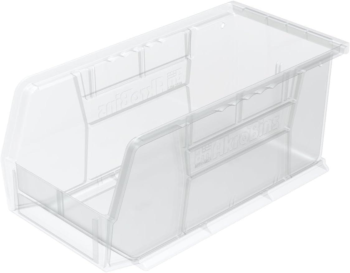 image:imageAkroMils 30230 AkroBins Plastic Storage Bins SpaceSaving Stackable Bins for Garage Pantry Craft Organization 105 L x 55 W x 5H Blue 12PackClear