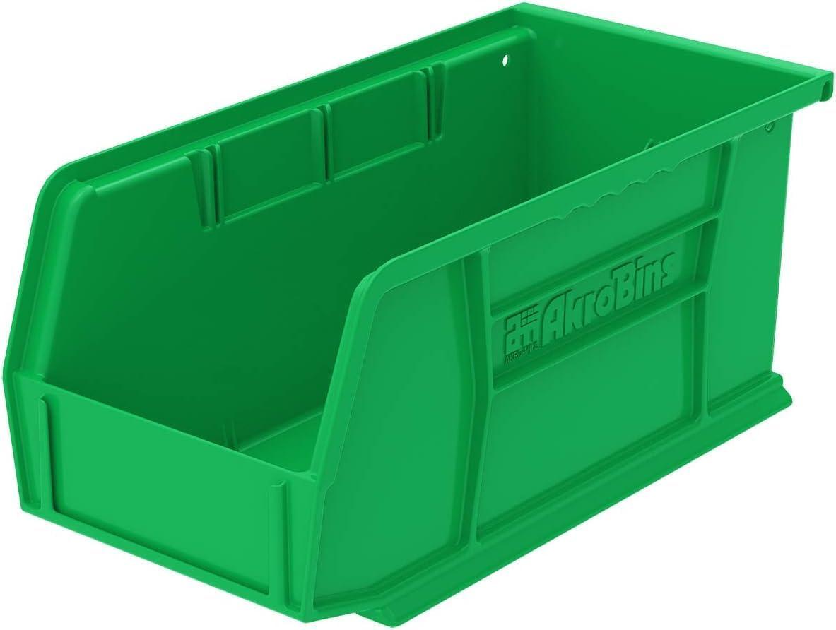 image:imageAkroMils 30230 AkroBins Plastic Storage Bins SpaceSaving Stackable Bins for Garage Pantry Craft Organization 105 L x 55 W x 5H Blue 12PackGreen