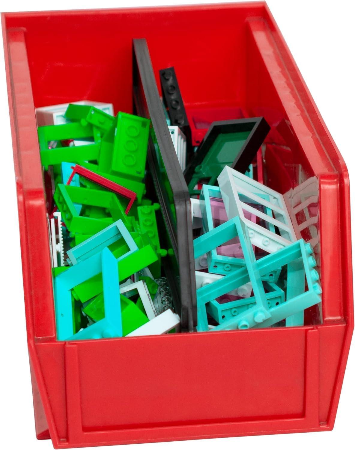 image:imageAkroMils 30230 AkroBins Plastic Storage Bins SpaceSaving Stackable Bins for Garage Pantry Craft Organization 105 L x 55 W x 5H Blue 12PackRed