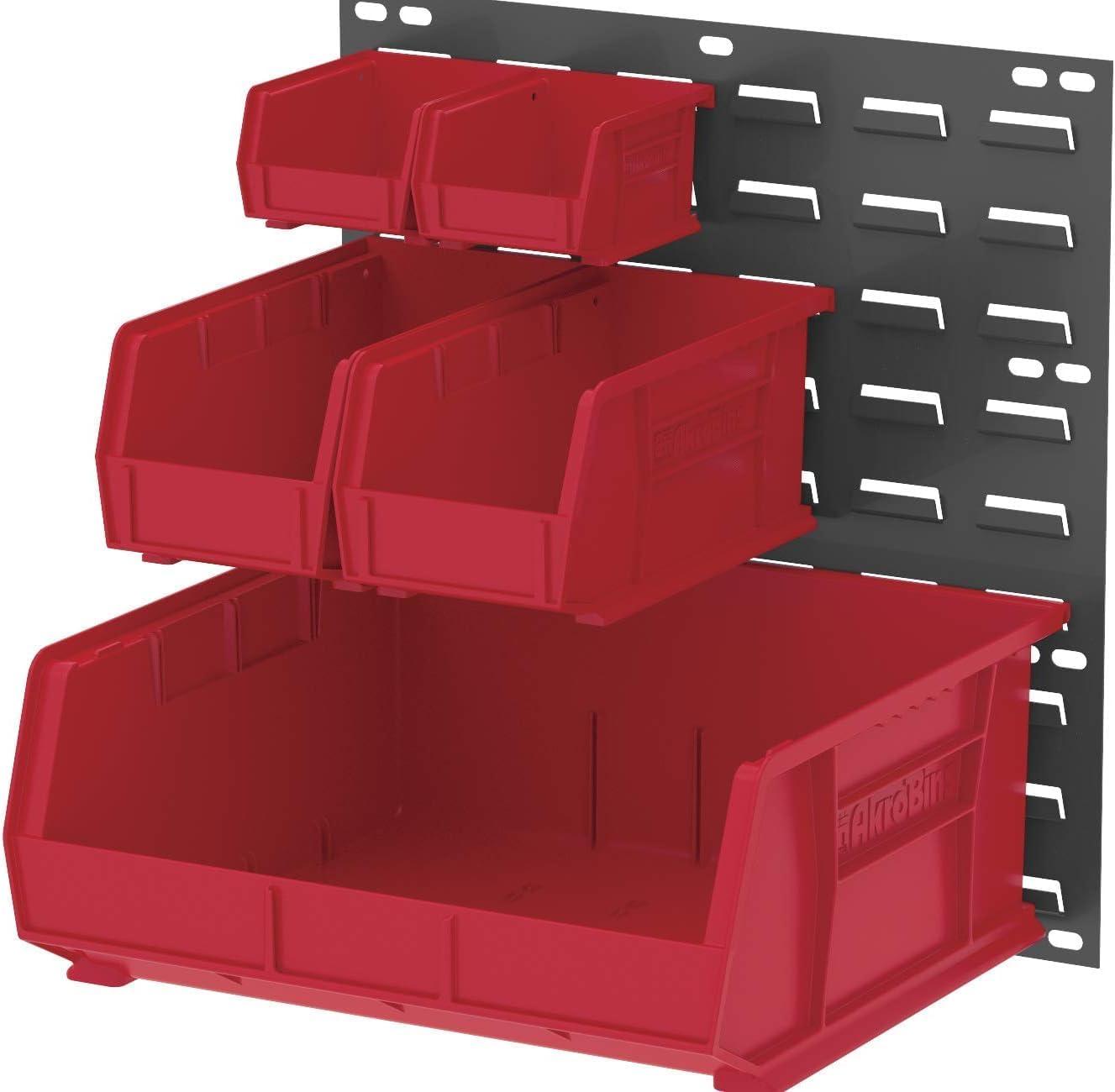 image:imageAkroMils 30230 AkroBins Plastic Storage Bins SpaceSaving Stackable Bins for Garage Pantry Craft Organization 105 L x 55 W x 5H Blue 12PackRed