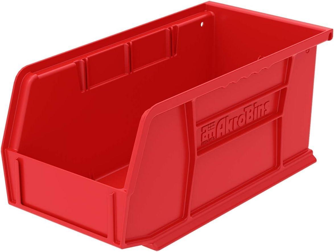 image:imageAkroMils 30230 AkroBins Plastic Storage Bins SpaceSaving Stackable Bins for Garage Pantry Craft Organization 105 L x 55 W x 5H Blue 12PackRed