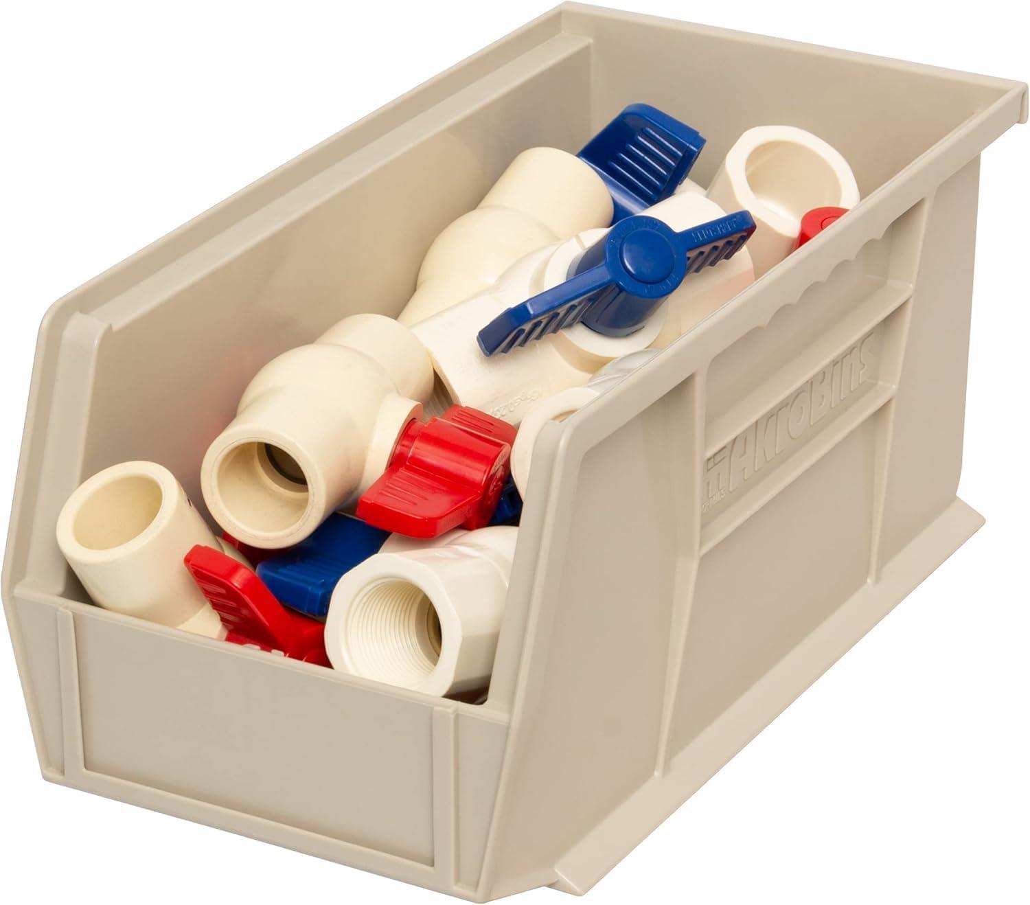 image:imageAkroMils 30230 AkroBins Plastic Storage Bins SpaceSaving Stackable Bins for Garage Pantry Craft Organization 105 L x 55 W x 5H Blue 12PackStone