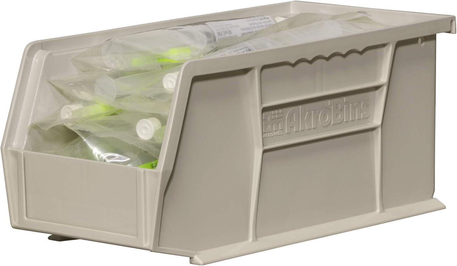 image:imageAkroMils 30230 AkroBins Plastic Storage Bins SpaceSaving Stackable Bins for Garage Pantry Craft Organization 105 L x 55 W x 5H Blue 12PackStone