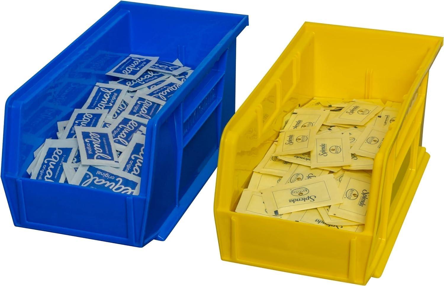 image:imageAkroMils 30230 AkroBins Plastic Storage Bins SpaceSaving Stackable Bins for Garage Pantry Craft Organization 105 L x 55 W x 5H Blue 12PackYellow