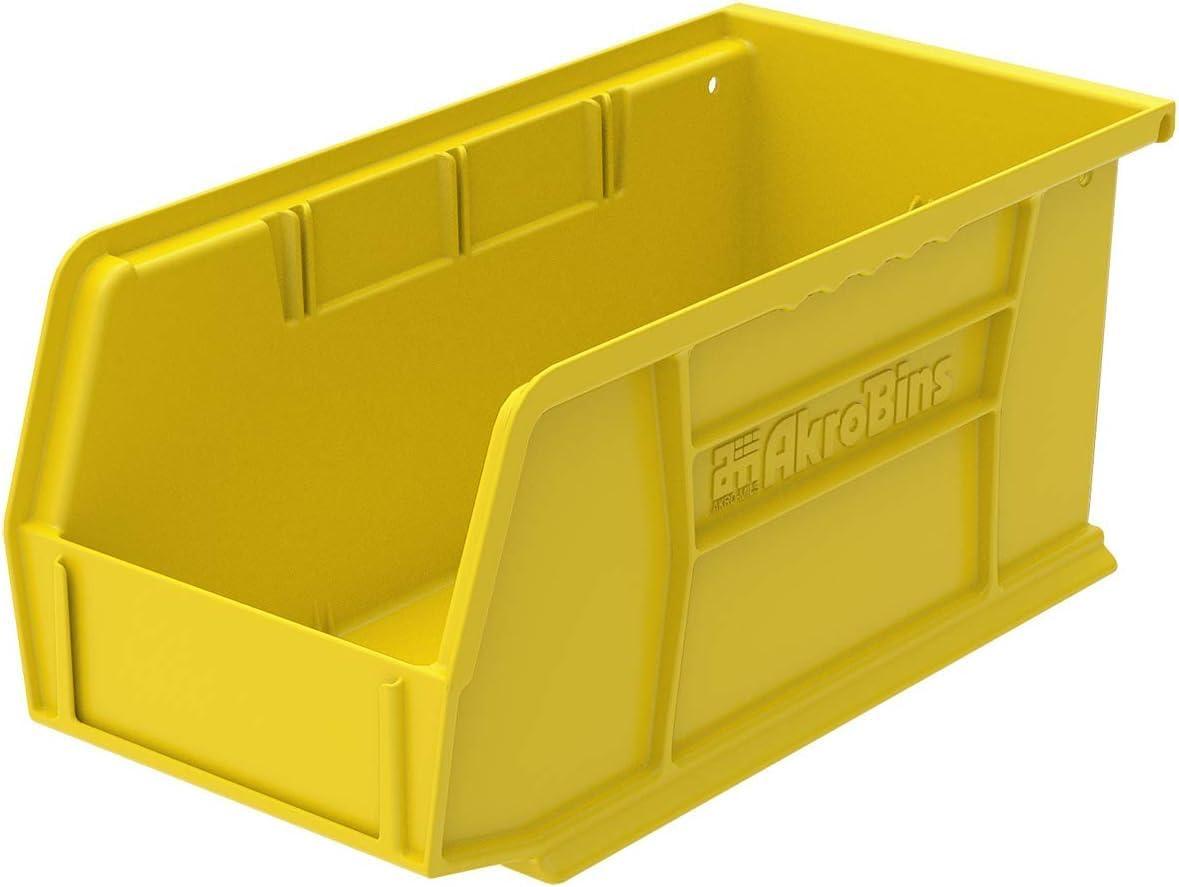 image:imageAkroMils 30230 AkroBins Plastic Storage Bins SpaceSaving Stackable Bins for Garage Pantry Craft Organization 105 L x 55 W x 5H Blue 12PackYellow