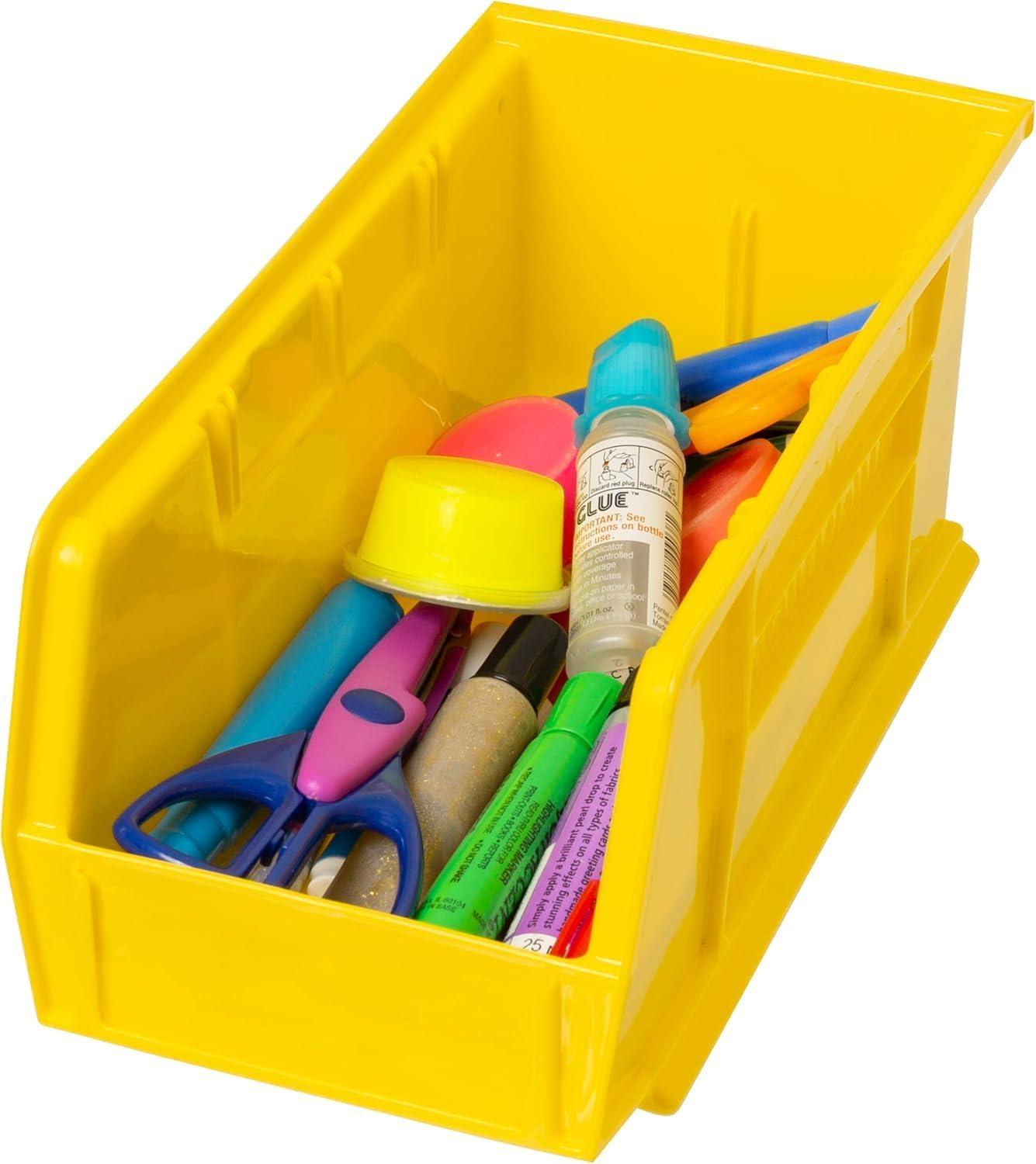 image:imageAkroMils 30230 AkroBins Plastic Storage Bins SpaceSaving Stackable Bins for Garage Pantry Craft Organization 105 L x 55 W x 5H Blue 12PackYellow