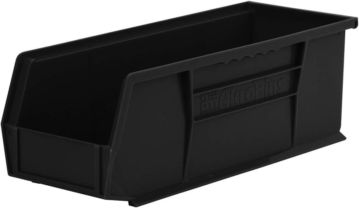 image:imageAkroMils 30234 AkroBins Plastic Storage Bins SpaceSaving Stackable Bins for Garage Pantry Craft Organization 15 x 5 x 5 Black 12PackBlack
