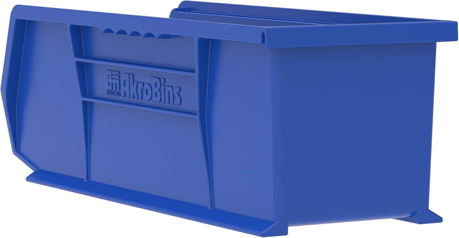 image:imageAkroMils 30234 AkroBins Plastic Storage Bins SpaceSaving Stackable Bins for Garage Pantry Craft Organization 15 x 5 x 5 Black 12PackBlue